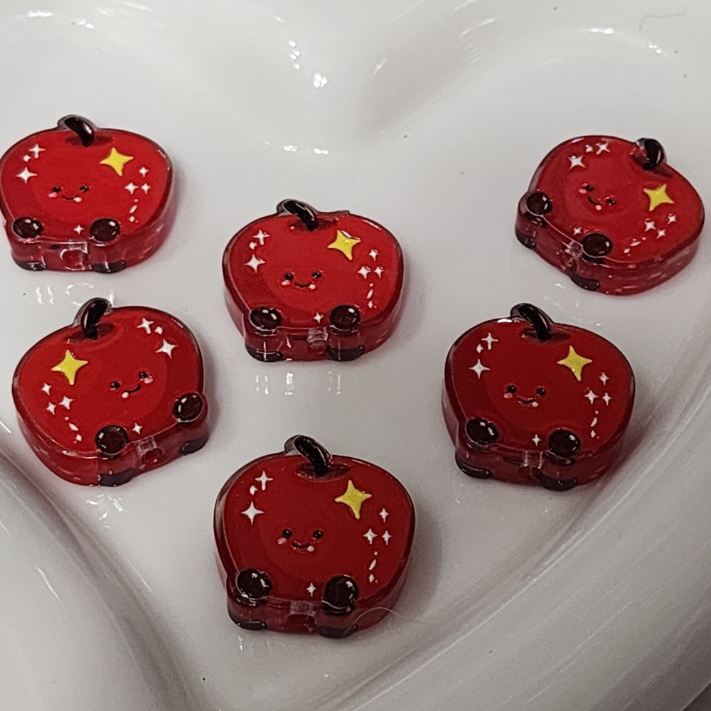 Apple Kawaii Beads 2 Pcs Focal Bead Beaded Pen Jewelry Making Teacher School